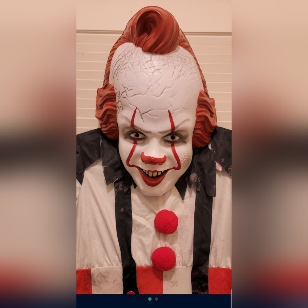 Pennywise Jumpsuit Costume and Mask Steven Kings IT Adult Size PW #909